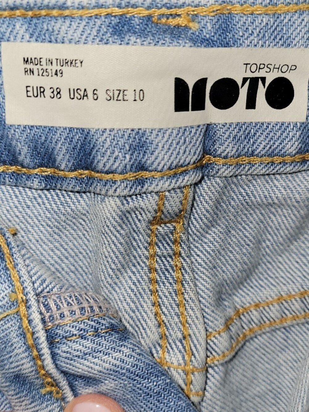 Topshop Moto High Waist Front Slit Light Blue Jean Skirt Size 6 - Picture 9 of 10